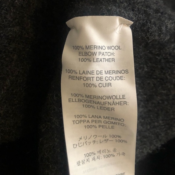 J. Crew Merino Wool Quarter Zip Pullover 100% Leather Elbow Patches - Picture 4 of 5